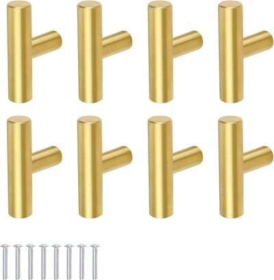 Goodivery ® Kastknoppen Set van 8 in Goudkleurig Roestvrij Staal voor Diverse Meubeltoepassingen