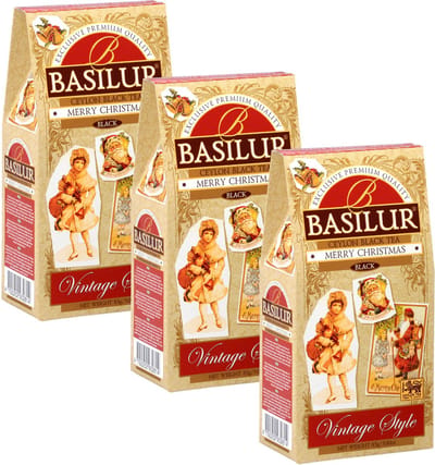 BASILUR Merry Christmas - Zwarte Bladthee uit Ceylon met Appel, Gember en Vanille, 85 g