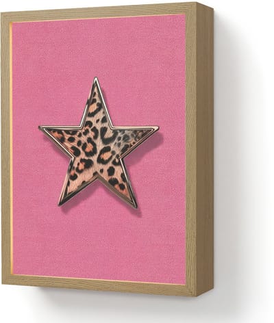 Wandlamp 30x40 cm - Oplaadbaar - Ster - Luipaard - Print - Roze - Wandlampen binnen woonkamer - Slaapkamer lamp - Decoratieve nachtlamp - Vloerlamp draadloos