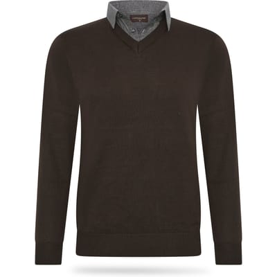Cappuccino Italia - Heren Trui Pullover Mock - Bruin - Maat S