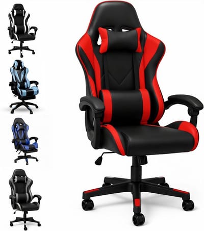 KAD® Gaming Stoel - Gaming Chair - Chair - Zwart/Rood - ‎56cm x 65cm x 132cm