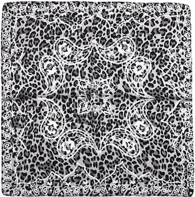 Vierkant Sjaaltje met Elegant Paisleymotief en Subtiel Luipaarddessin (70x70cm) - Grijs