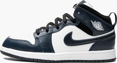 Air Jordan 1 Mid - Maat 29.5 - Armory Navy/Black/White / Blauw Zwart - Air Jordan 1 - Lifestyle - Kinder Sneakers voor Jongens en Meisjes