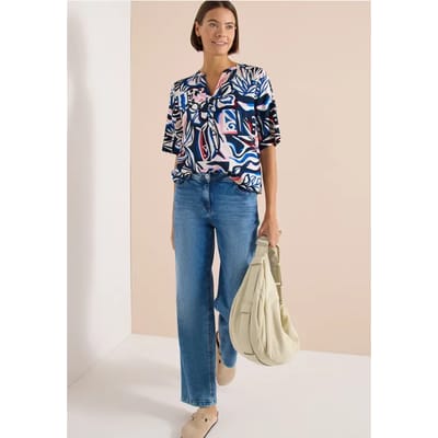 Blouse met korte mouwen en veelkleurige print