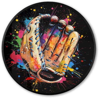 Poster in lijst Rond - Fotolijst 60x60 cm - Posters - Graffiti - Sport - Baseball - Honkbal - Ronde posterlijst zwart - Decoratie - Wanddecoratie woonkamer - Muurdecoratie slaapkamer