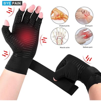 Gants de Compression Arthrite Byepain Avec Sangle Pour Soulagement Douleur Tunnel Carpien Bandage Poignet Pour Femmes Hommes L XL