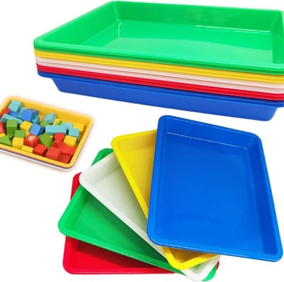 Bakjes – 10-delige set plastic bakjes – Kleurrijke opbergbakjes voor activiteiten; ideaal voor het organiseren en verdelen van materialen voor knutselen, doe-het-zelfprojecten, schilderen, kralen rijgen en algemene benodigdheden– 27.5*21.2*4cm