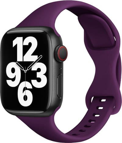 By Qubix - Geschikt voor Apple Watch bandje - Siliconen sportbandje Slim Fit - Paars - Geschikt voor Apple Watch 38mm / 40mm / 41mm / 42mm - siliconen sport bandje - smartwatchbandje