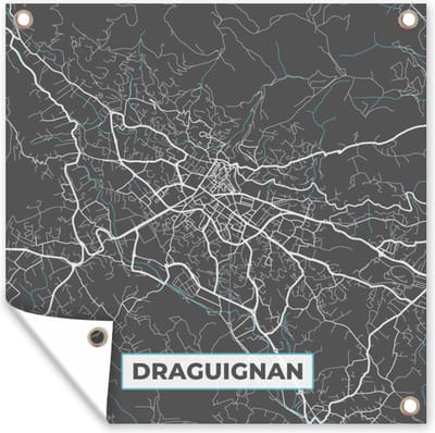 Tuin poster Draguignan - Frankrijk - Stadskaart - Kaart - Plattegrond - 200x200 cm - Tuindoek