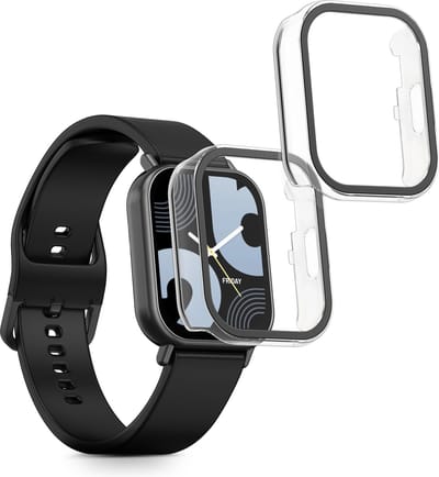 kwmobile 2x cover geschikt voor Xiaomi Redmi Watch 5 Lite - Fitnesstracker cover van gehard glas en kunststof frame set transparant
