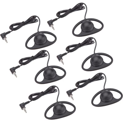 D-vormige Oortelefoon Headset 3,5 mm Enkelzijdige Oorhaak Oordopje voor Rondleiding Systeem 6 stuks 6pcs black