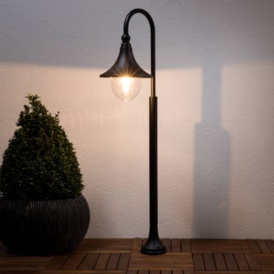 Lindby - Tuinpad verlichting - 1licht - Aluminium, polycarbonaat - H: 120 cm - E27 - zwart, helder