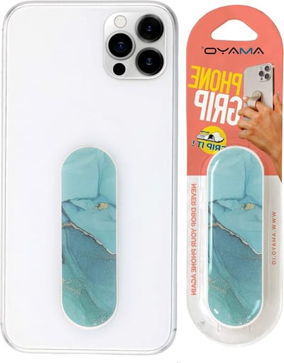 Smartphone Finger Holder en Stand - Mobiele Telefoonhouder Grip met Ring in Marmerdesign - Blauw en Ergonomisch Ontwerp voor Extra Comfort