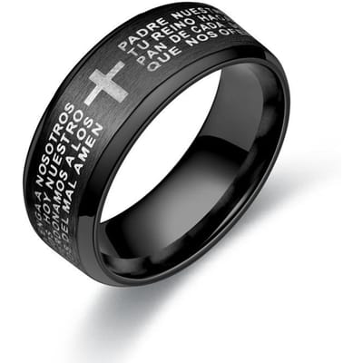 Bagues de Versets Bibliques en Acier Inoxydable avec Croix de Jésus pour Hommes, Bague Religieuse Croix Chrétienne, Bijoux Amulette pour Hommes 12