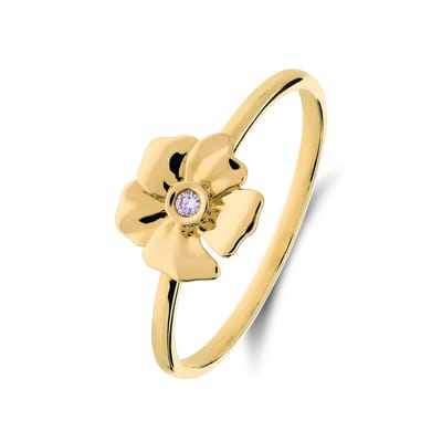 Lucardi Dames 14 karaat geelgouden ring met diamant 0.01ct voor dames - Ring - 14 Karaat Goud - Goud - 17 / 53 mm
