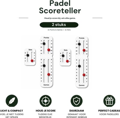 Chipa - Padel Score Teller – 2 stuks - Wit – Racket Scorekeeper – 2-delige Scorehouder voor Padel & Tennis – Scorekeeper Padel - Eenvoudig te Bevestigen - Padelaccesoires - Tennisaccesoires - Padelscoreteller - Padel scorebord - Padel scoreteller