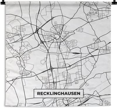 Wandkleed - Wanddoek - Recklinghausen - Kaart - Plattegrond - Stadskaart - 180x180 cm - Wandtapijt