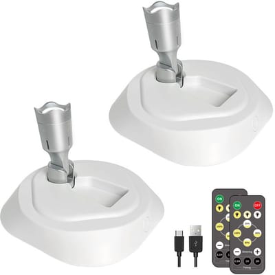 Set van 2 draadloze LED-spotjes met afstandsbediening en timer, geschikt voor binnenverlichting; ideaal voor kunstwerken, schilderijen, planten, foto's, enz. - Zwart