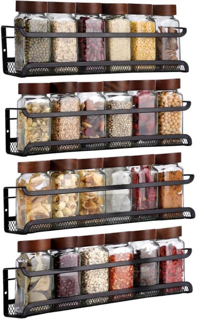 DailySupplies® Kruidenrek Ophangbaar - Kruidenpotjes Lade Organizer - Kruidenrekken - Zwart