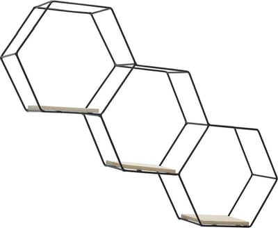 Caryota Wandrek Schuin - Wanddecoratie - 3 Lagen - Zwart - 40.5 x 59.5 x 9.5 cm - Metaal