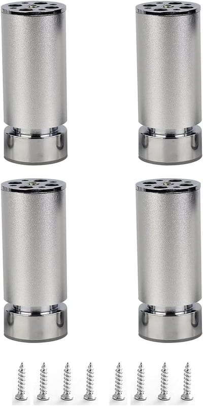 Bankvoeten Meubelpoten - Kastpoten Steunvoeten - Meubels Stabiliseren - Verstelbare Hoogte - 6cm - Zilver