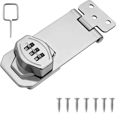 longziming -4-inch Combinatieslot voor Kast – Codeslot voor Deuren, Kasten, Ramen, Garages en Tuin, Metaal, Zilver