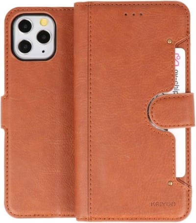 KAIYUE - Luxe Portemonnee Hoesje - Pasjeshouder Telefoonhoesje - Wallet Case - Geschikt voor iPhone 11 Pro Bruin