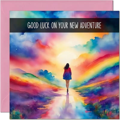 Gelukswensen Kaart Nieuwe Start, Nieuwe Baan of Nieuw Huis - Aquarel Regenboog