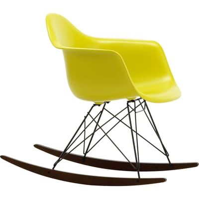 Vitra - RAR Eames Plastic Armchair - mosterd RE - zwart - sleden esdoorn donker - geel