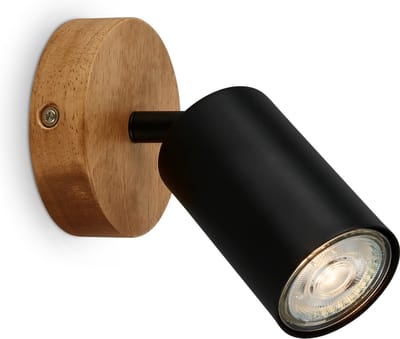 B.K.Licht - Plafondspot - opbouwspot zwart met hout - draaibaar - met GU10