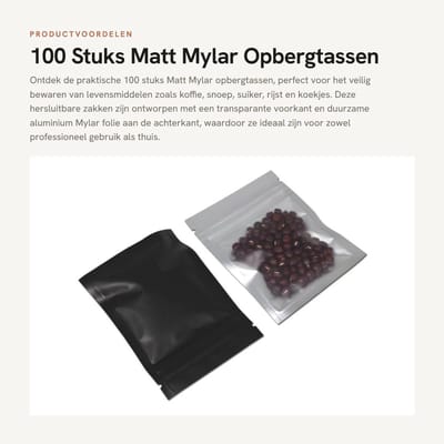 Dailygoods- Opbergtassen 100 stuks - Transparante Kunststof/Rits - Duurzaam Mylar - 7,5 x 10 cm - Perfect voor Snoep/Koffie - Hersluitbare Zakken - Verpakkingszakken