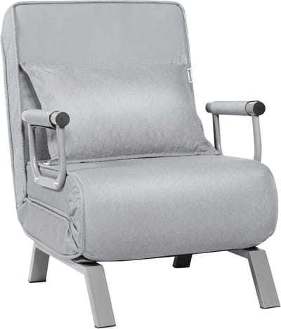 Slaapstoel - Uitklapbaar - Slaapbank - Logeerbed - Zetelbed - Slaapfauteuil - Vouwbed - 1 persoons - Zeer comfortabel - Lichtgrijs