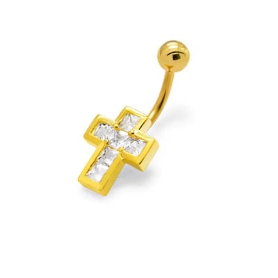 Aramat Jewels - Navelpiercing goudkleur- Kruisje - zirkonia - dames