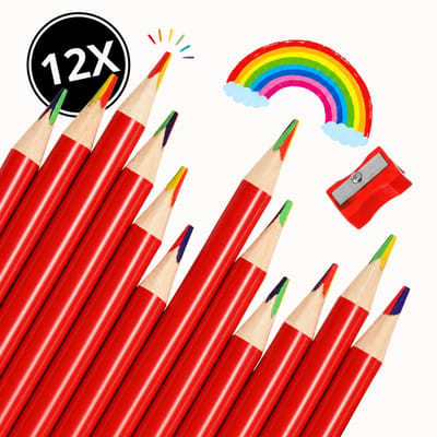 Enluxe Regenboog kleurpotloden set 12 stuks met puntenslijper