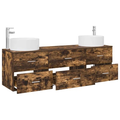 vidaXL - Badkamermeubel - Set - 3 - st - Gerookt - eiken - 161,5 - x - 44,5 - x - 80 - cm