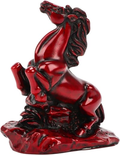 Paardenbeeld Kunsthars - Paardenfiguur Decoratie - Chinees Nieuwjaar Decoratie - Symboliseert Succes Vitaliteit - 7.5 x 3 x 9 cm