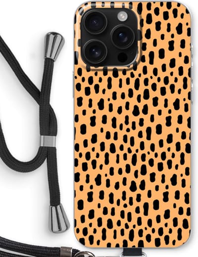 Case Company® - Hoesje met koord geschikt voor iPhone 16 Pro Max hoesje met Koord - Panter - Telefoonhoesje met Zwart Koord - Bescherming aan alle Kanten en Over de Schermrand