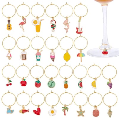 Dailygoods - Set van 28 Grappige Wijnglas Bedels voor Feestjes