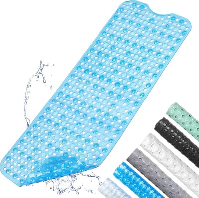 Antislip Mat 100 x 40 cm voor Bad en Douche - Transparant Blauw