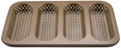 Perforeerbaar broodvorm voor 4 mini baguettes 33 x 22 cm Zenker Mojave Gold