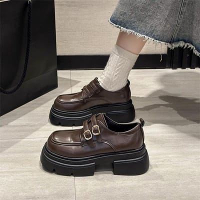 All-Match Dames Loafers Schoenen Britse Stijl Oxfords Klompen Platform Zwarte Flats Vrouwelijk Schoeisel 39 gray