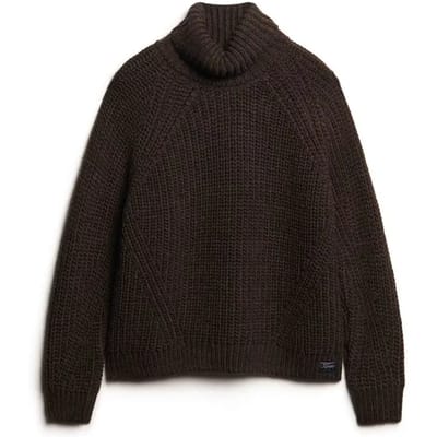 Superdry - Wijdvallende gebreide coltrui met stiksels - Dames - Sweaters