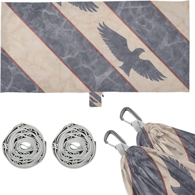 Hangmat - Boomhangmat Lounge - Tuin Ontspanning - Met Opbergvakken - 290x138cm - Gestreept Marmer