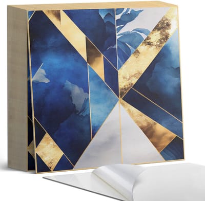 Coloray Plaktegels - Geometrie in tinten Zelfklevende Tegels - 20 cm x 20 cm - Marine Plaktegels - 20 stuks - Vierkant PVC Tegels - Plaktegels Badkamer - Plaktegels Vloer - Vinyl Tegels - Wandtegel Zelfklevend