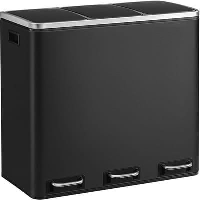 Conway Living® - Prullenbak Afvalscheiding 54 Liter - Prullenbak 3 vakken - 3 x 18 Liters - Soft-Close - Afvalscheidingprullenbakken - 61x31,5x55,5 cm - Pedaalemmer - Vuilnisbak - Zwart