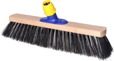 Buemag Bezemkop - Arenga/Elaston mix - zwart/wit - hard - hout - 40 cm - straatbezem/buitenbezem - bezem