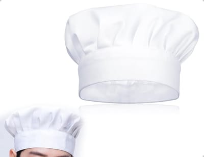 Unisex Koksbaret voor Volwassenen, Verstelbare Koks Hoed met Professioneel Haarnet, Ideaal voor Hotels en Keukens, Eén Maat, Wit