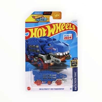 HOT WHEELS ULTIMATE T-REX TRANSPORTER BLUE CHROME 55/250 HW SCREEN TIME 4/10 LONG CARD 1:64 2024