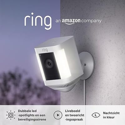 Spotlight Camera Plus met Stekkeradapter - 1080p HD Video, Tweerichtingsspraak, Nachtzicht in Kleur, LED-Schijnwerpers