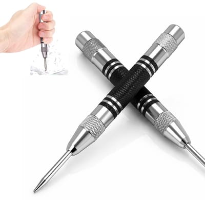 2 Pack Automatische Center Punch-13cm - Veerbelaste Verstelbare Positioning Punch voor Metalen, Hout, Venster, Glas